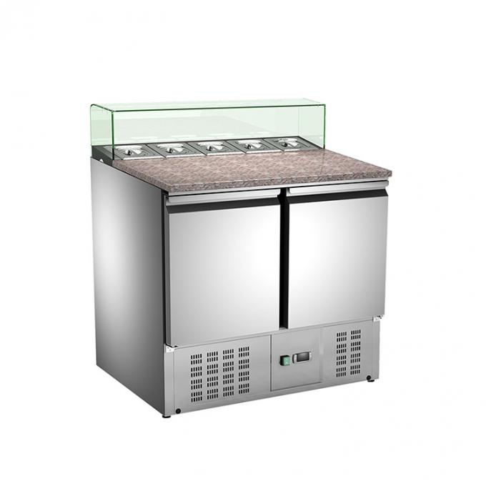 R134A โต๊ะเตรียมพิซซ่าตู้เย็นอุปกรณ์ทำความเย็นเชิงพาณิชย์ 0