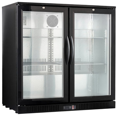 208L ความลึกตื้น 2 ประตูสวิงใต้บาร์คูลเลอร์สำหรับร้านอาหาร 190W