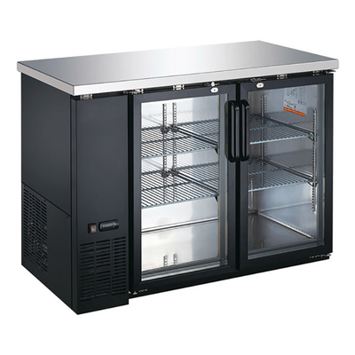 208L ความลึกตื้น 2 ประตูสวิงใต้บาร์คูลเลอร์สำหรับร้านอาหาร 190W