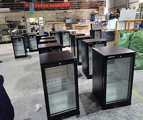 โรงแรม 108L แฟนเย็นแสดงออกเบียร์บาร์ตู้เย็นแก้ว Hinge Door หลังบาร์ Coolers