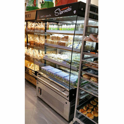 ด้านหน้าเปิดเต็ม R134a 4ft ตู้เย็นแสดงเบเกอรี่