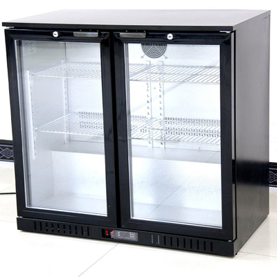 ประตูกระจกบานคู่เชิงพาณิชย์คูลเลอร์ 208L 190W พร้อมพัดลมระบายความร้อน