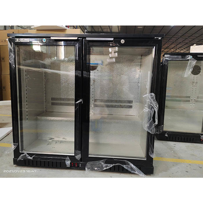 ประตูกระจกบานคู่เชิงพาณิชย์คูลเลอร์ 208L 190W พร้อมพัดลมระบายความร้อน