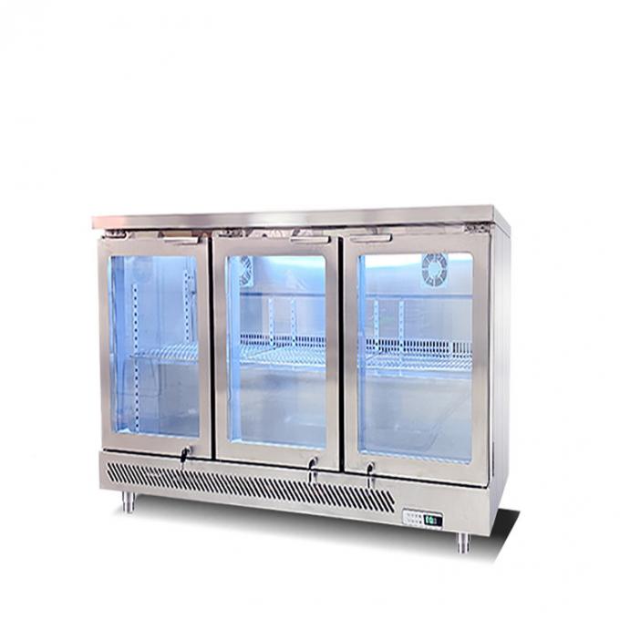 220W ประตูกระจกสามชั้น ตู้เย็นเชิงพาณิชย์ ตู้แช่แข็ง 220V 50Hz พัดลมระบายความร้อน 1