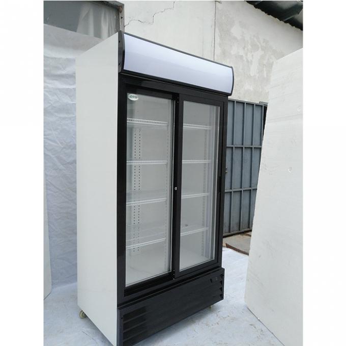 การทำความเย็นที่มีประสิทธิภาพ 400W 240V ตู้เย็นเครื่องดื่มประตูกระจก 2